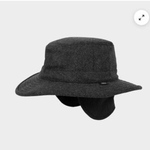 Tilley men’s wool bucket hat with flaps Medium TTW2 NWOT waterproof Winter Black